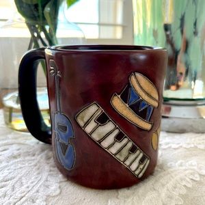 MARA signed MUSICAL INSTRUMENTS Stoneware Mug- 16 oz EUC